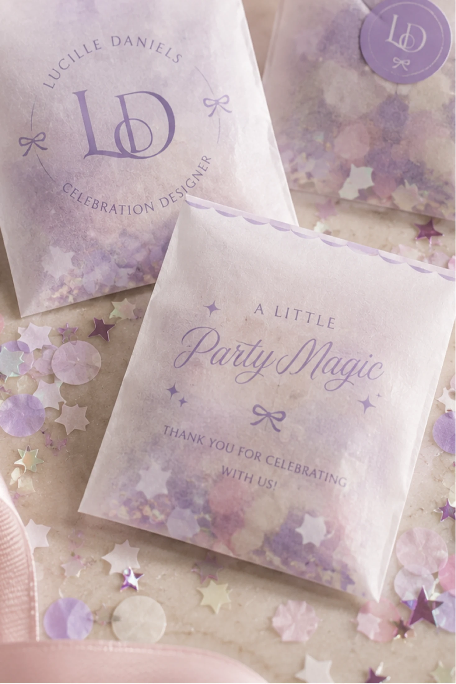 Lucille Daniels lilac celebration stationery