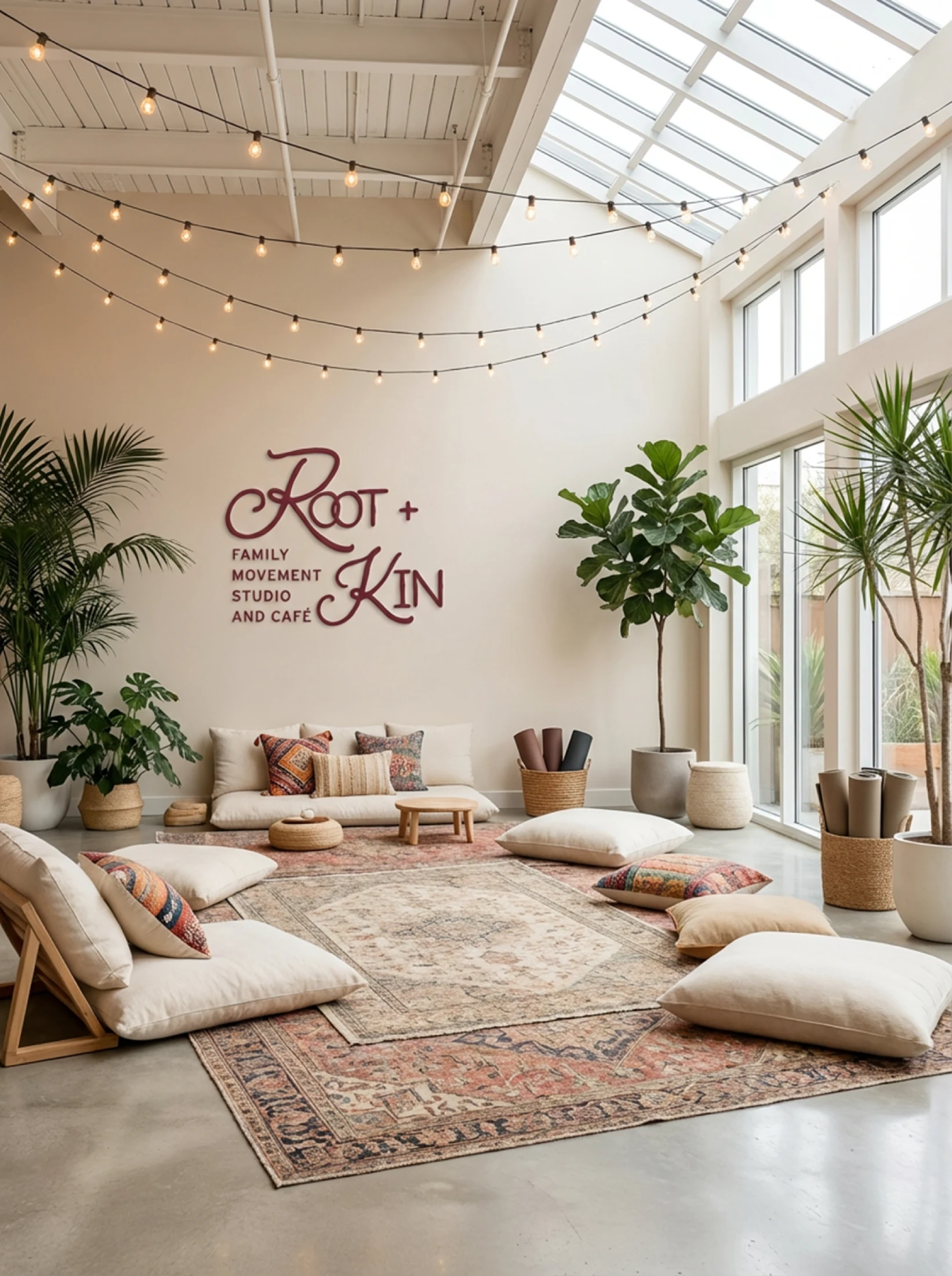 Root and Kin interior wall branding
