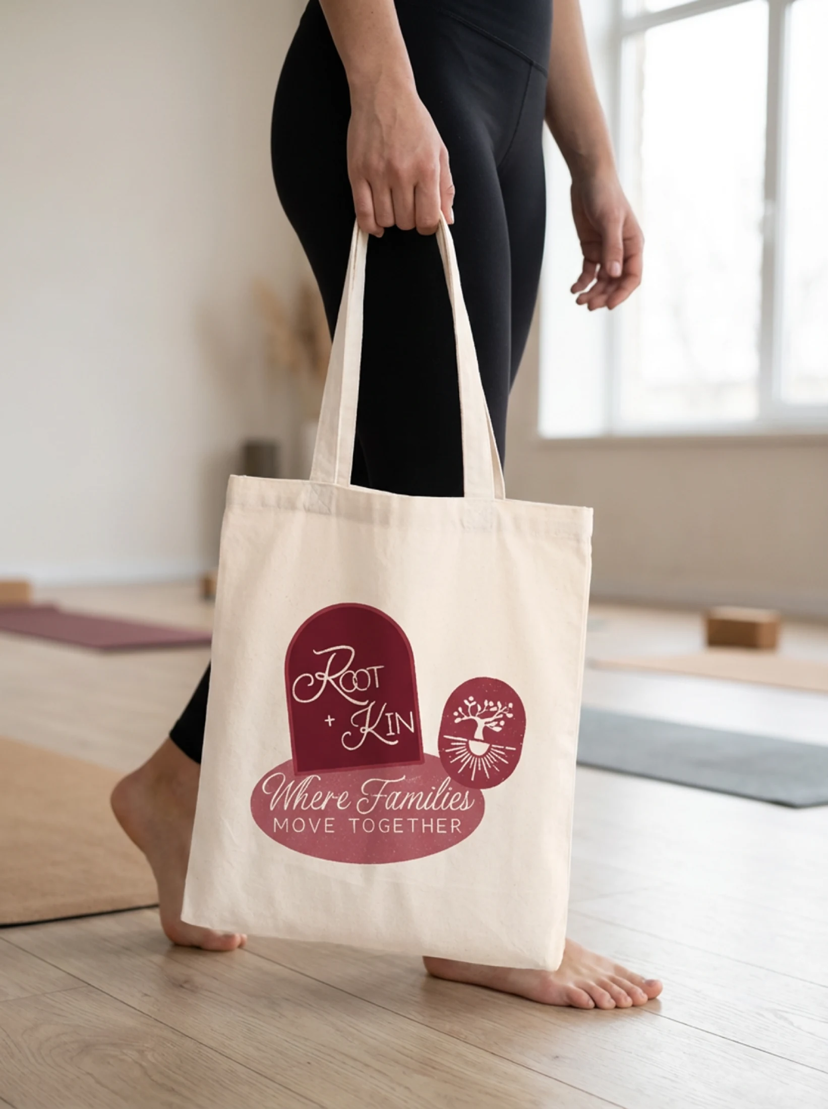 Root and Kin branded tote bag